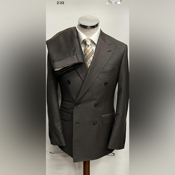 Brow double breasted wool suit